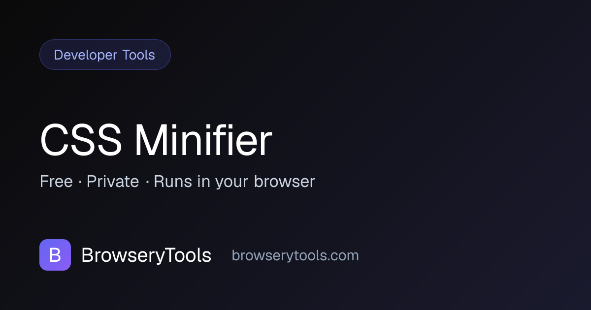 CSS Minifier - 100% Free Developer Tools Tool | No Ads, No Registration ...