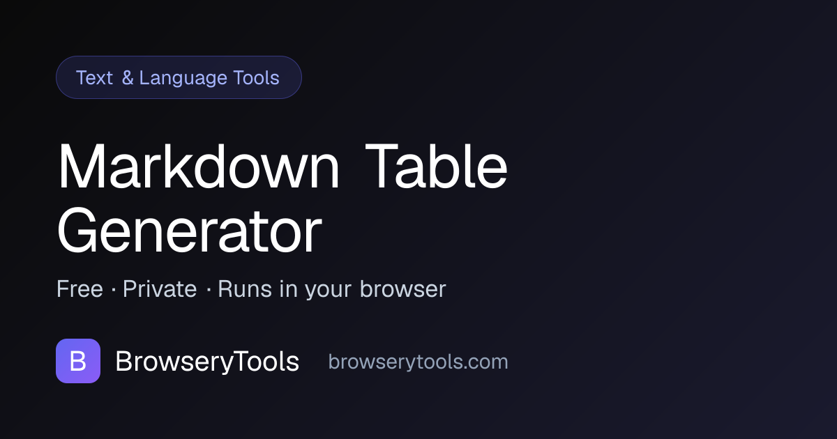 Markdown Table Generator - 100% Free Text & Language Tools Tool | No ...