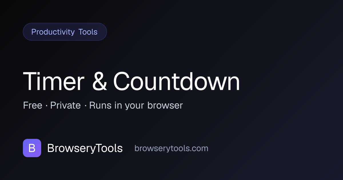 Timer & Countdown - 100% Free Productivity Tools Tool | No Ads, No ...